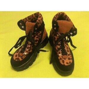 Bamboo Leopard Animal Print Platform Boot Sneakers Tennis Shoes 8 Womens